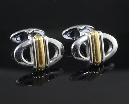A pair of Dunhill James Bond, Tomorrow Never Dies (1997) 18ct gold overlaid steel cufflinks in original case.